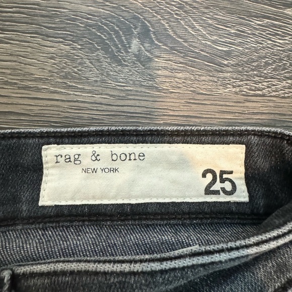 Rag & Bone Nina High Rise Ankle Cigarette Ripped Jeans in Black/Grey - Picture 4 of 10